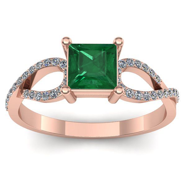 Inel logodna cu smarald patrat