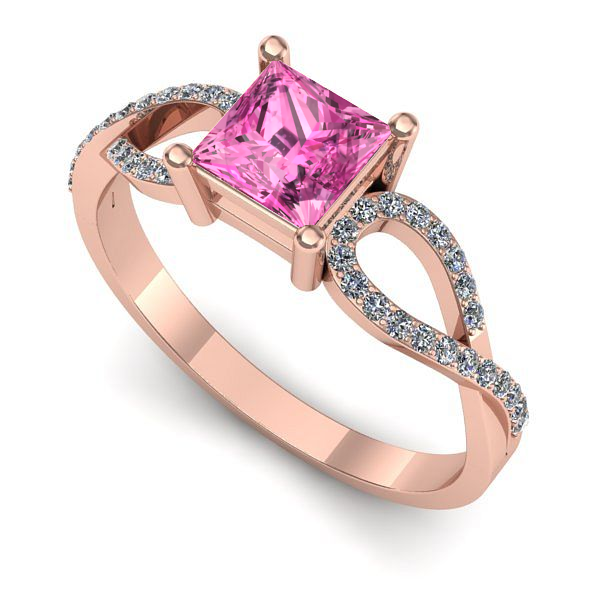 Inel din aur roz cu safir roz