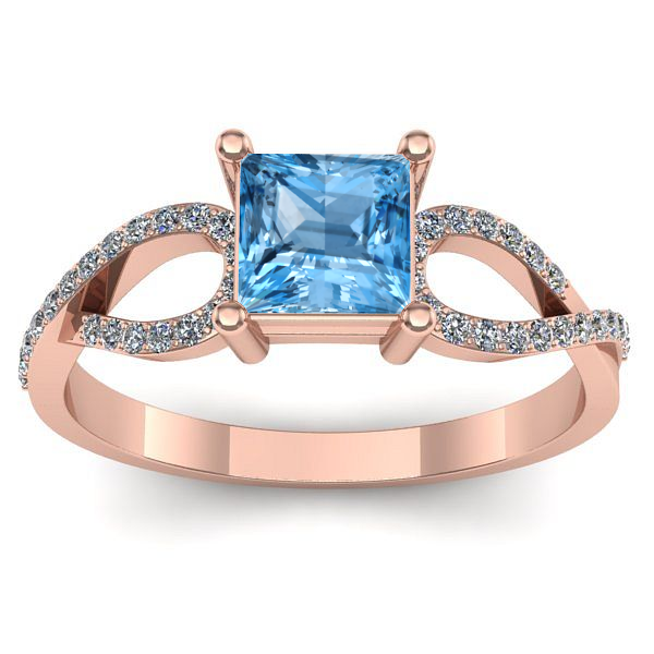 Inel logodna cu topaz blue patrat