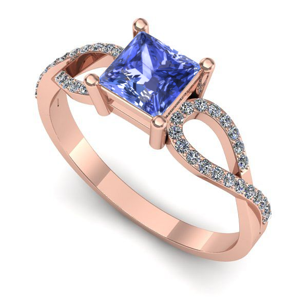 Inel din aur roz cu tanzanit