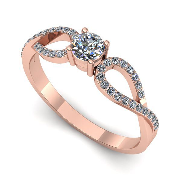 Inel de logodna din aur roz cu diamant