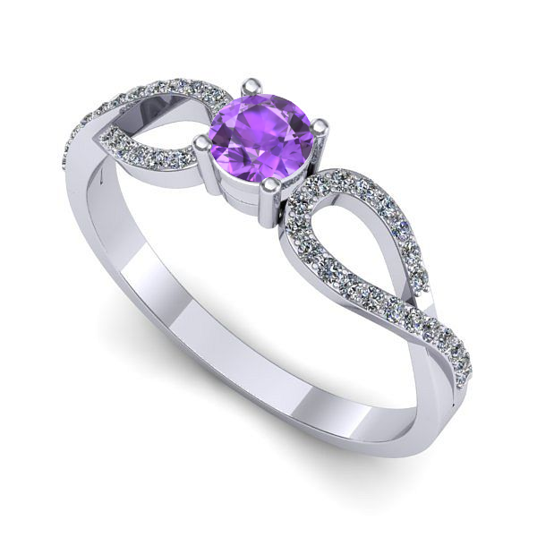 Inel din aur alb cu ametist