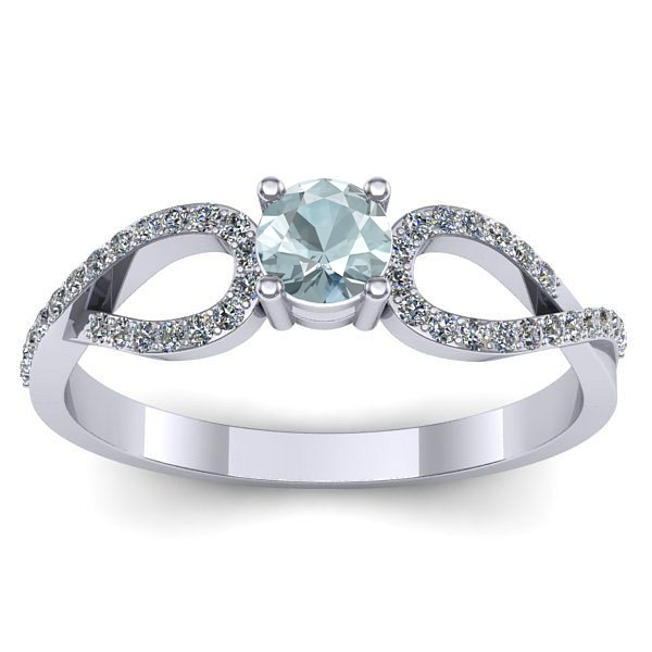 Inel cu aquamarin rotund