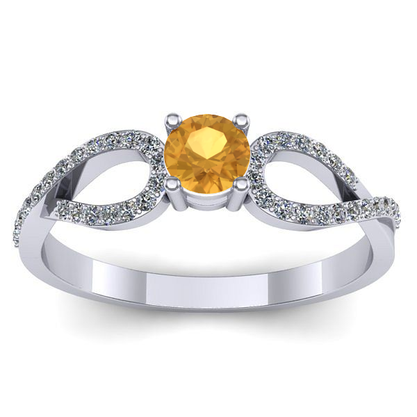 Inel cu citrin rotund