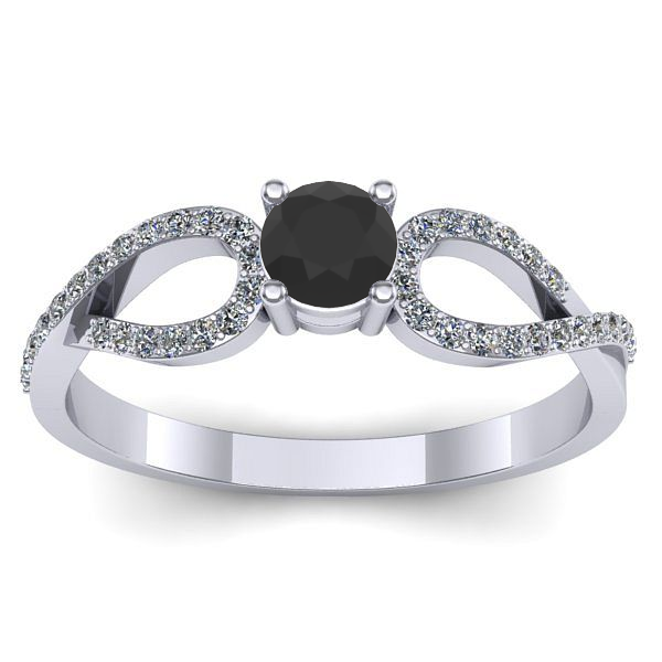 Inel cu diamant negru rotund