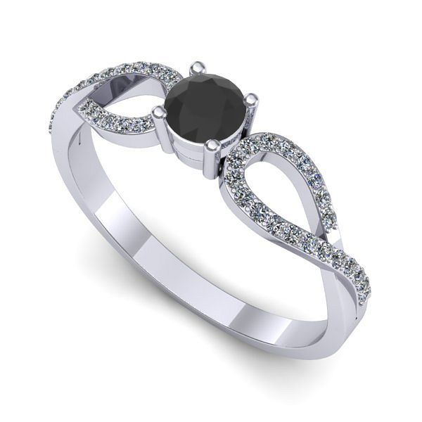 Inel logodna din aur alb cu diamant negru