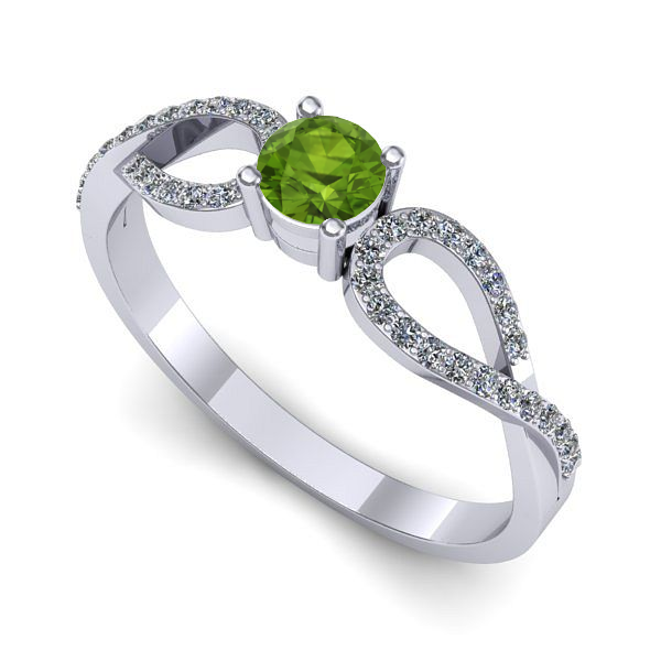 Inel din aur alb cu peridot