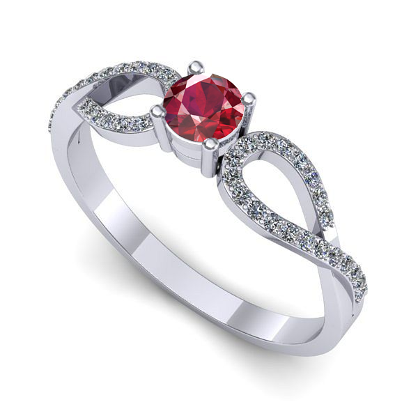 Inel logodna din aur alb cu rubin