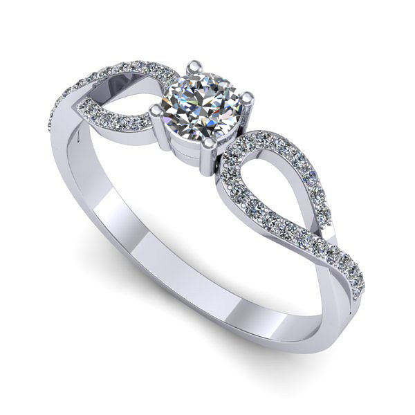 Inel logodna din aur alb cu safir alb