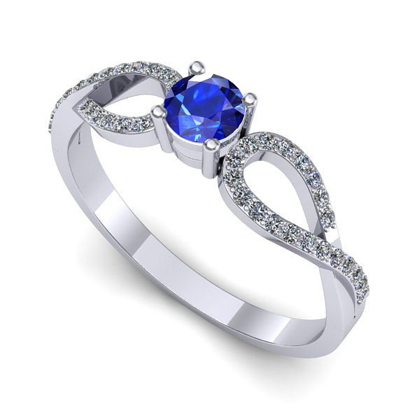 Inel din aur alb cu safir