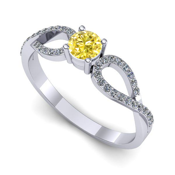 Inel din aur alb cu safir galben