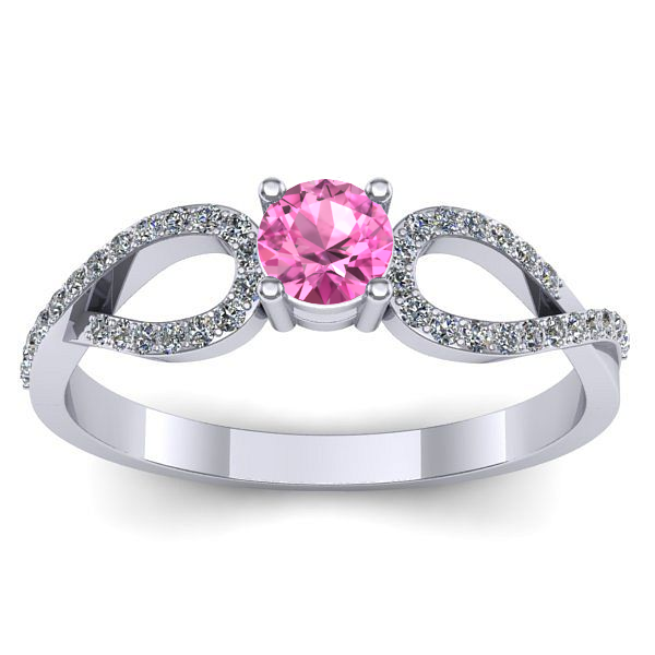 Inel logodna cu safir roz rotund
