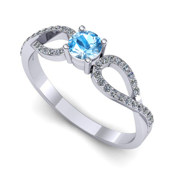Inel din aur alb cu topaz blue
