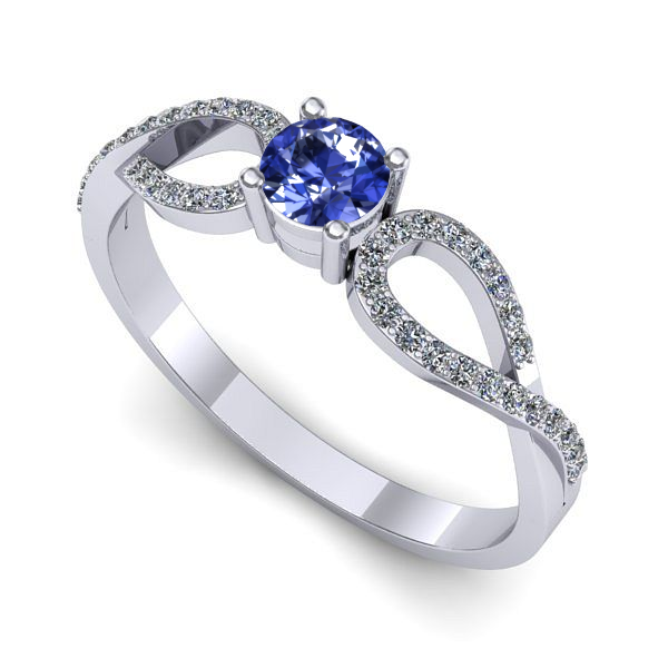 Inel logodna din aur alb cu tanzanit