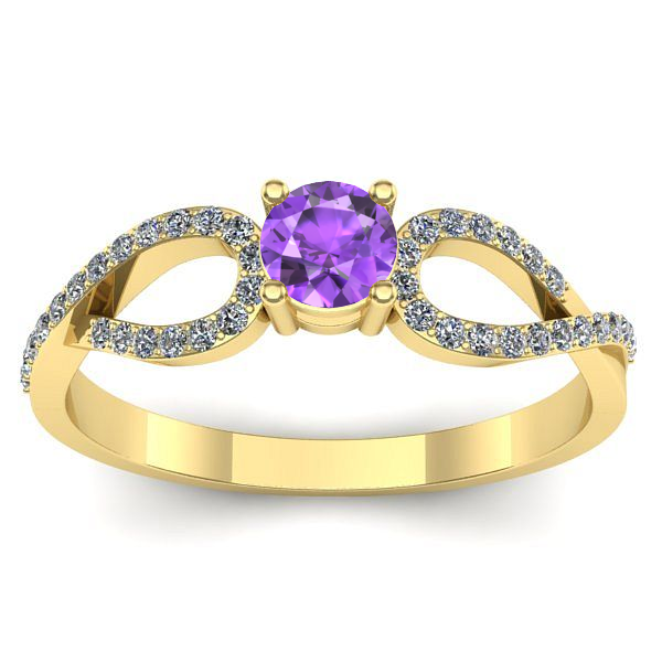 Inel de logodna cu ametist rotund