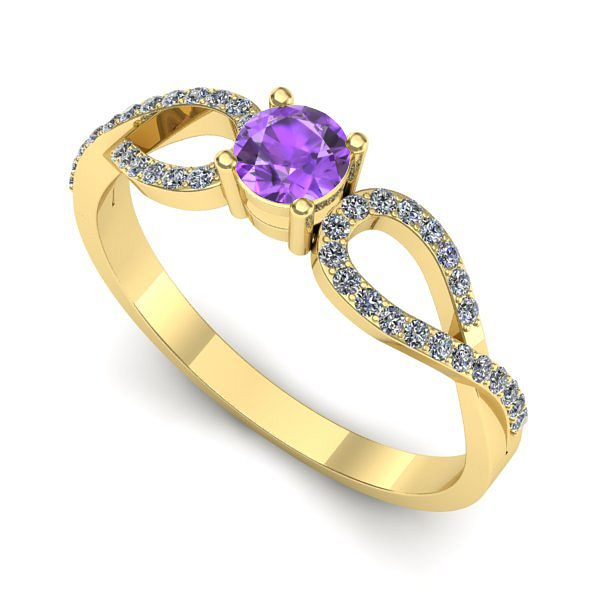 Inel din aur galben cu ametist