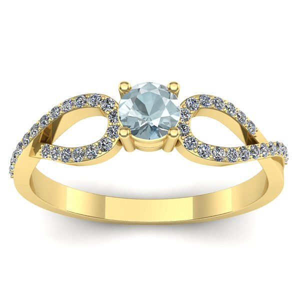Inel de logodna cu aquamarin rotund