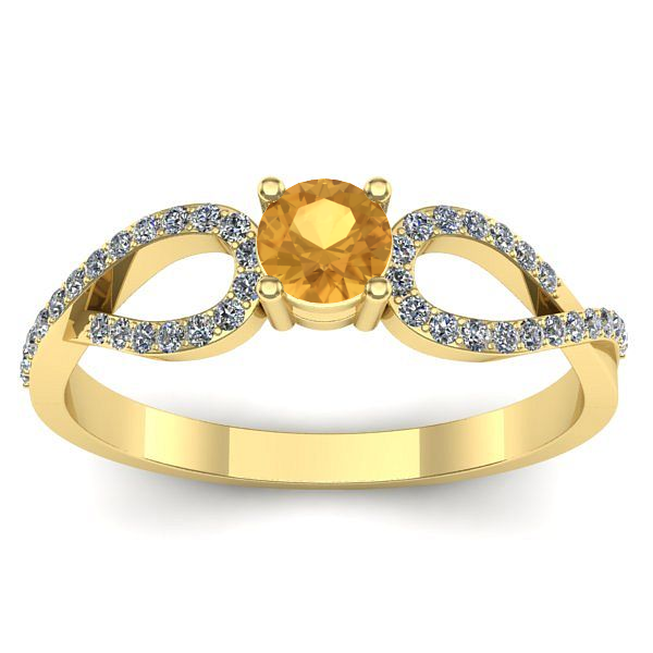 Inel de logodna cu citrin rotund