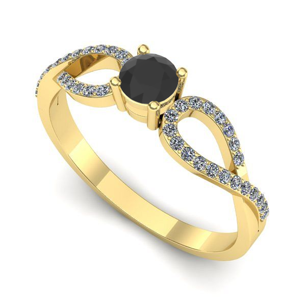 Inel din aur galben cu diamant negru
