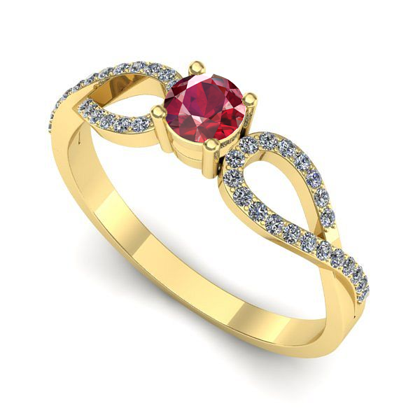 Inel din aur galben cu rubin