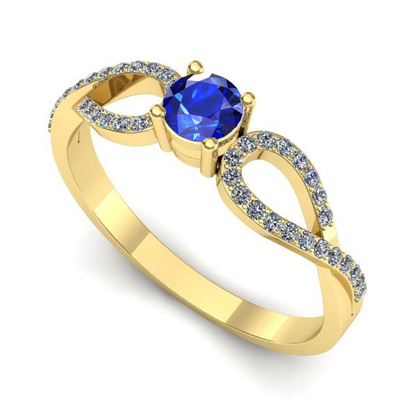 Inel de logodna din aur galben cu safir