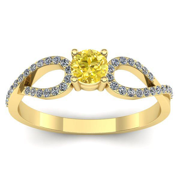 Inel logodna cu safir galben rotund