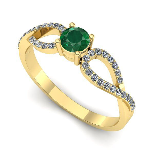 Inel logodna din aur galben cu smarald