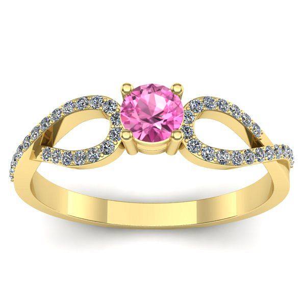Inel logodna cu safir roz rotund