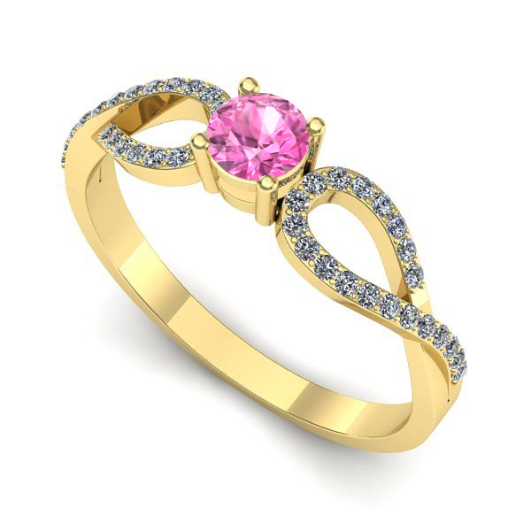 Inel de logodna din aur galben cu safir roz