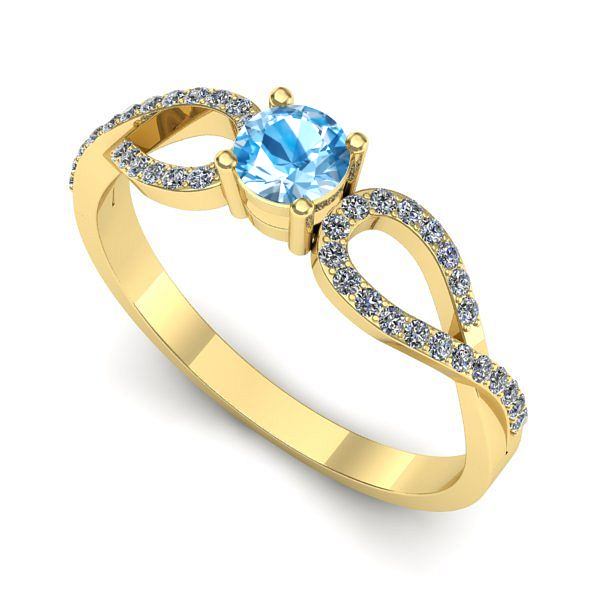 Inel de logodna din aur galben cu topaz blue