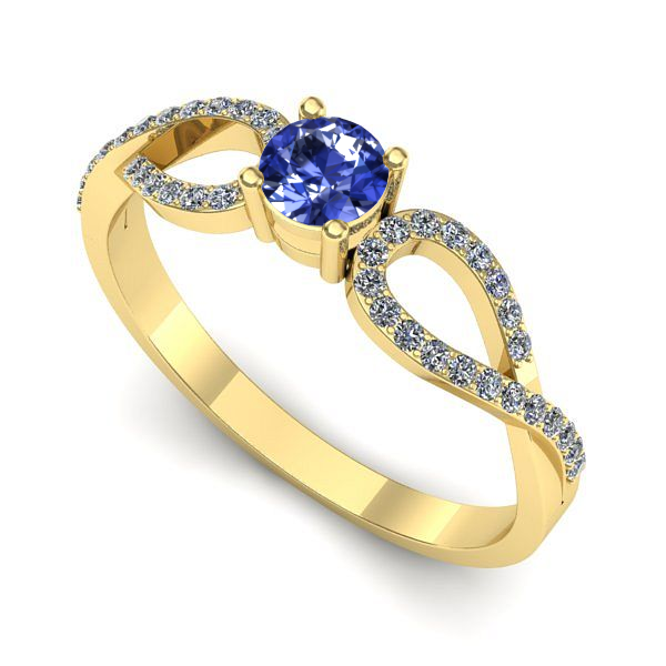Inel logodna din aur galben cu tanzanit