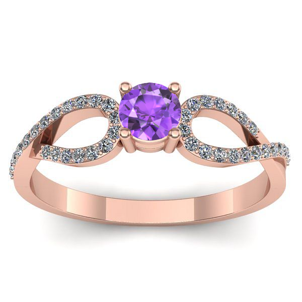 Inel logodna cu ametist rotund