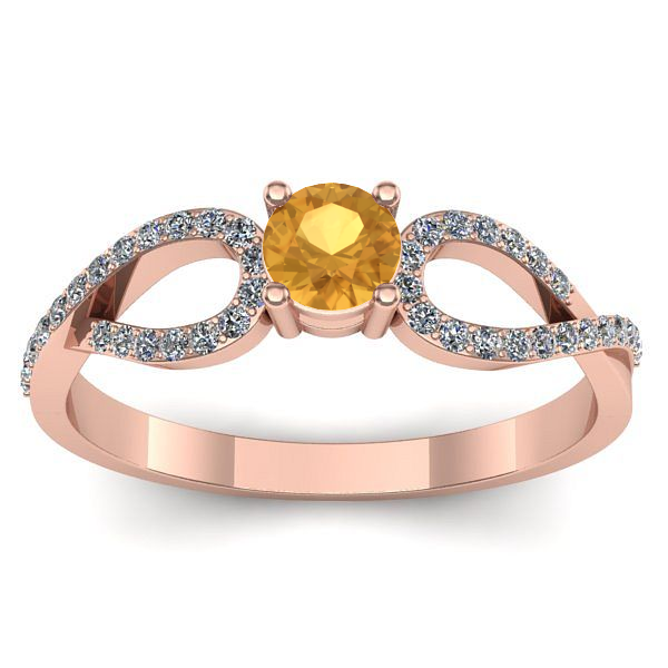 Inel logodna cu citrin rotund