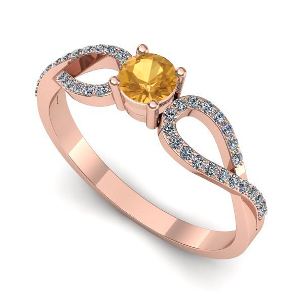 Inel logodna din aur roz cu citrin