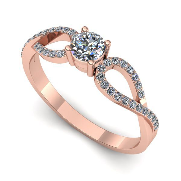 Inel din aur roz cu diamant