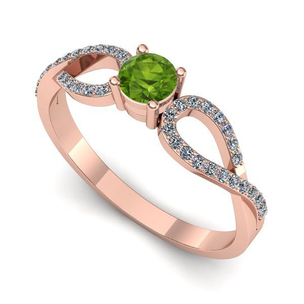 Inel de logodna din aur roz cu peridot