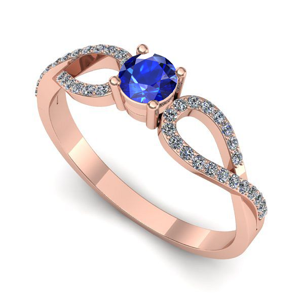 Inel din aur roz cu safir