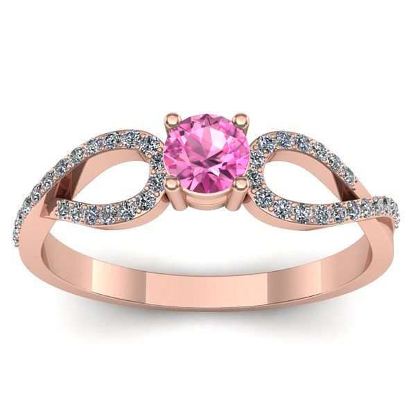 Inel cu safir roz rotund