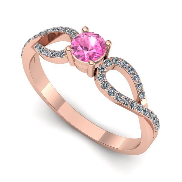 Inel din aur roz cu safir roz