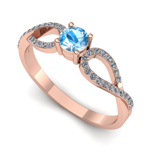Inel din aur roz cu topaz blue