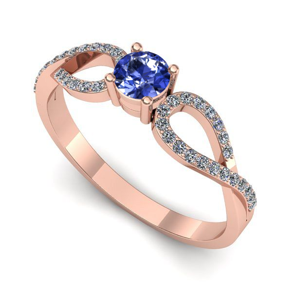 Inel de logodna din aur roz cu tanzanit