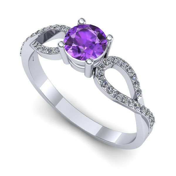 Inel de logodna din aur alb cu ametist