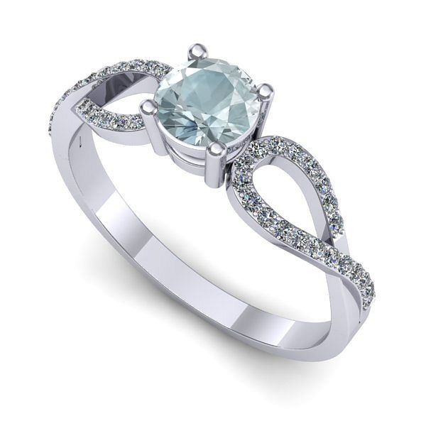 Inel de logodna din aur alb cu aquamarin
