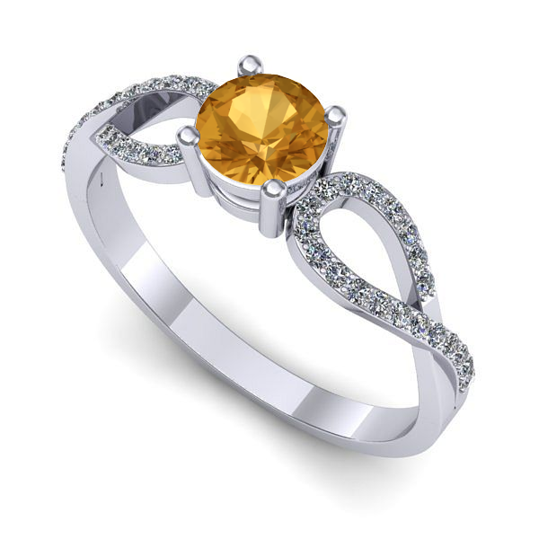 Inel logodna din aur alb cu citrin