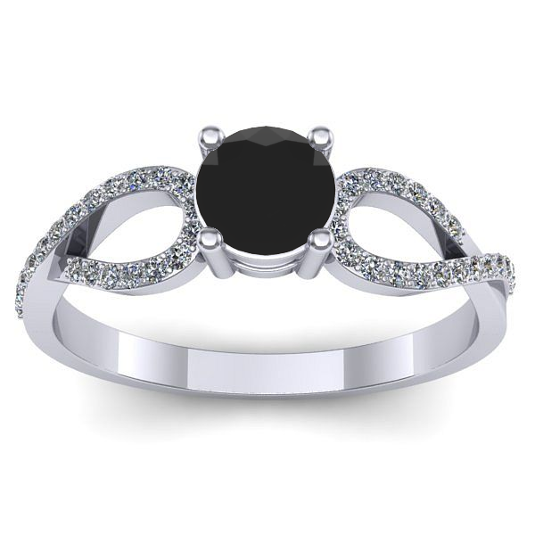 Inel logodna cu diamant negru rotund