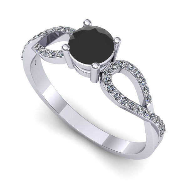 Inel logodna din aur alb cu diamant negru