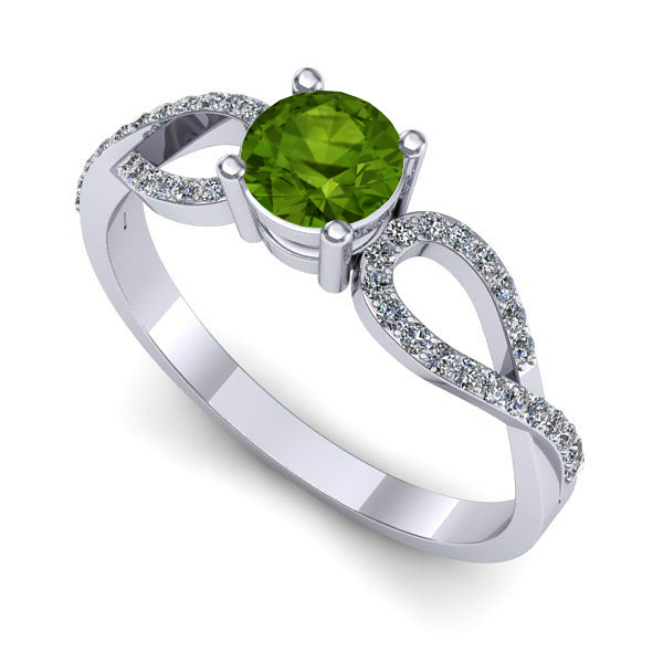 Inel de logodna din aur alb cu peridot