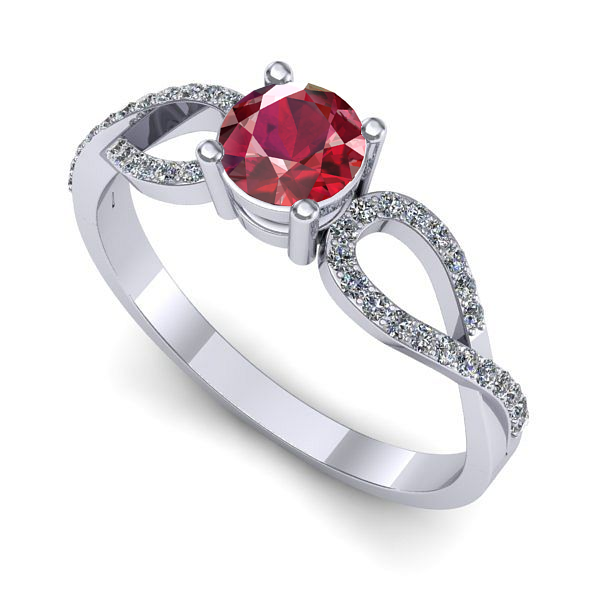 Inel de logodna din aur alb cu rubin