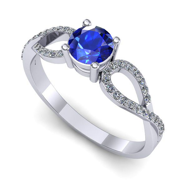 Inel de logodna din aur alb cu safir