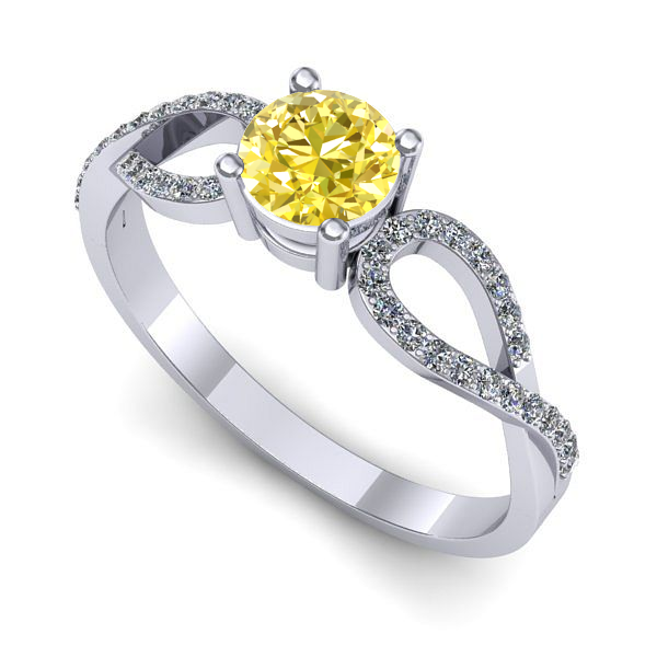 Inel din aur alb cu safir galben